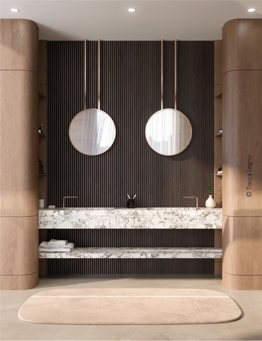 Akustični stenski panel s furnirjem FINELINE SMOKE v prostoru