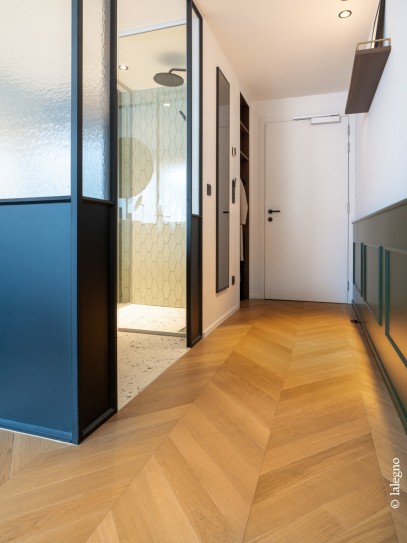 Lakiran ABC natur chevron parket VERONA v prostoru